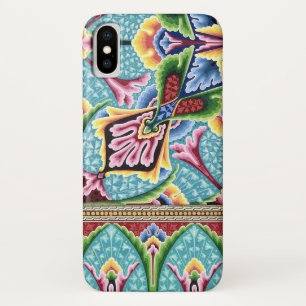 Jugendstil abstrakt-blaue rosa Textilkunstmuster Case-Mate iPhone Hülle