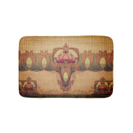 Jugendstil abstrakte Blume bordeauxrot grün Badematte