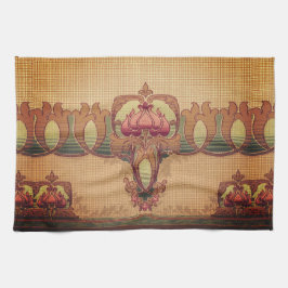 Jugendstil abstrakte Blume bordeauxrot grün Geschirrtuch