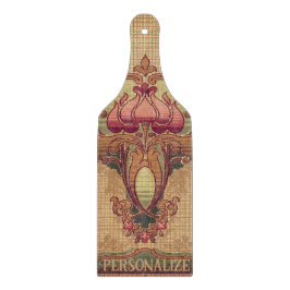 Jugendstil abstrakte Blume bordeauxrot grün Schneidebrett