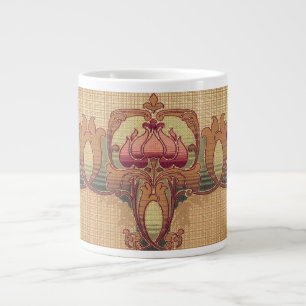 Jugendstil abstrakte Blume burgunderrot grün Jumbo-Tasse