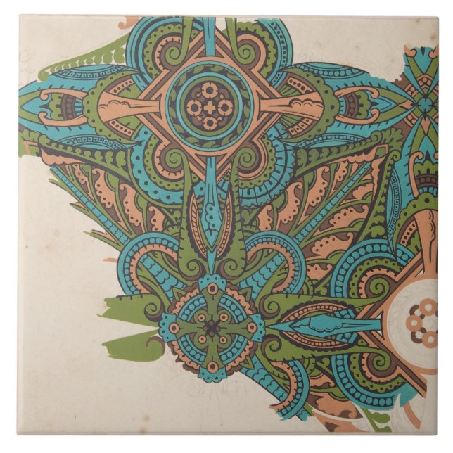 Jugendstil-abstrakte Christi-Kommode Fliese (Vorderseite)