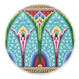 Jugendstil abstrakte, farbige Textilkunstmuster Keramikknauf