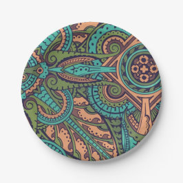 Jugendstil abstrakter aquamariner Weihnachtsmann Pappteller