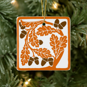 Jugendstil-Akkorde und Blätter aus Eiche Keramikornament