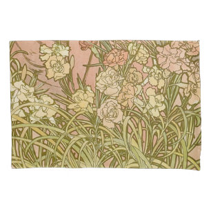 Jugendstil Alfonse Mucha Blüten-Nelken-Blumen Kissenbezug
