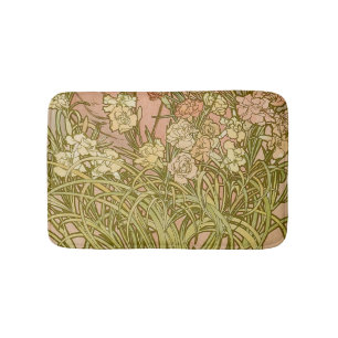 Jugendstil Alfonse Mucha Blütensträusse Nelken Blu Badematte
