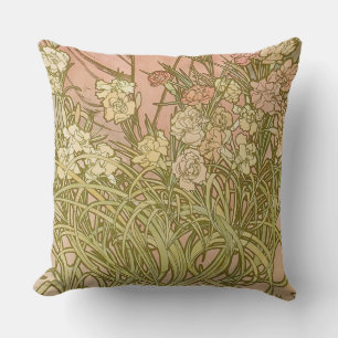 Jugendstil Alfonse Mucha Blütensträusse Nelken Blu Kissen