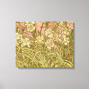 Jugendstil Alfonse Mucha Blütensträusse Nelken Blu Leinwanddruck