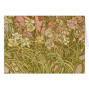 Jugendstil Alfonse Mucha Florale Nelkenblumen