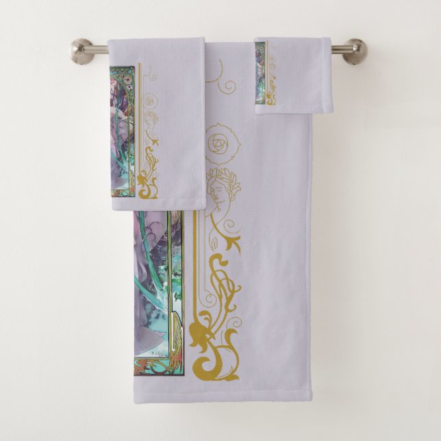Jugendstil Alphonse Mucha Abend Besichtigung Badhandtuch Set (Insitu)