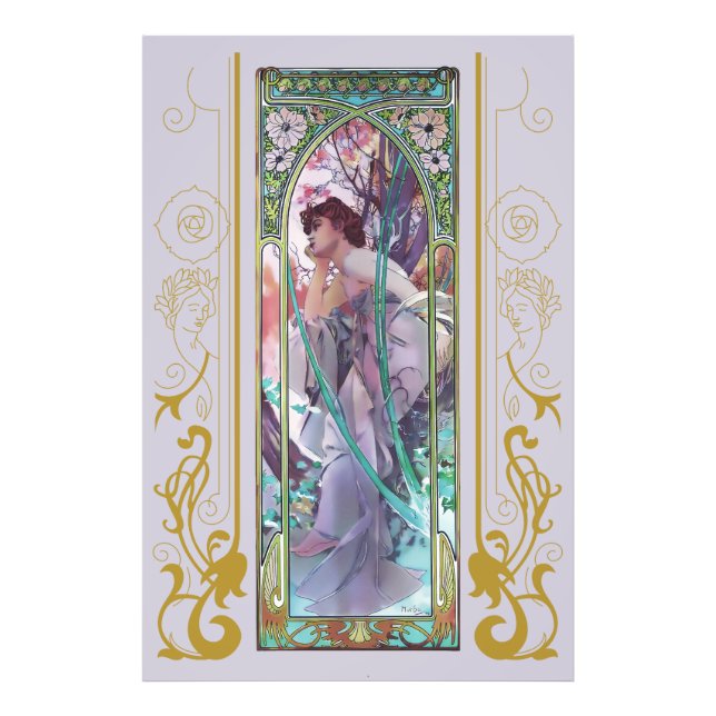 Jugendstil Alphonse Mucha Abend Besichtigung Fotodruck (Vorne)