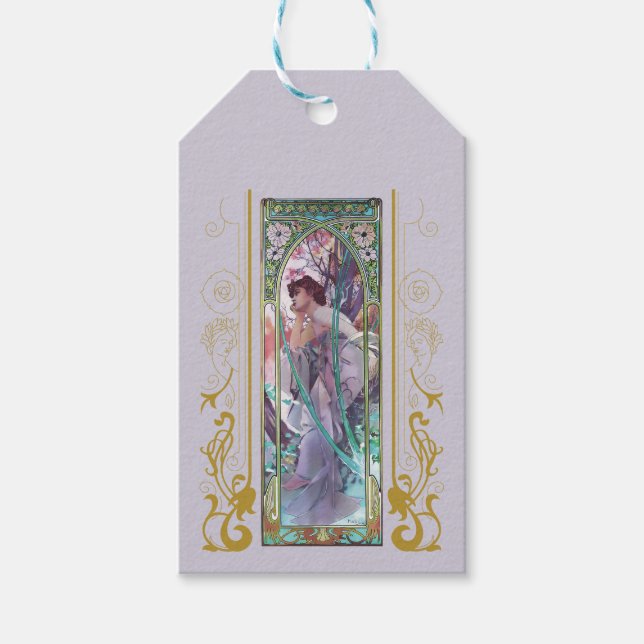 Jugendstil Alphonse Mucha Abend Besichtigung Geschenkanhänger (Vorderseite)
