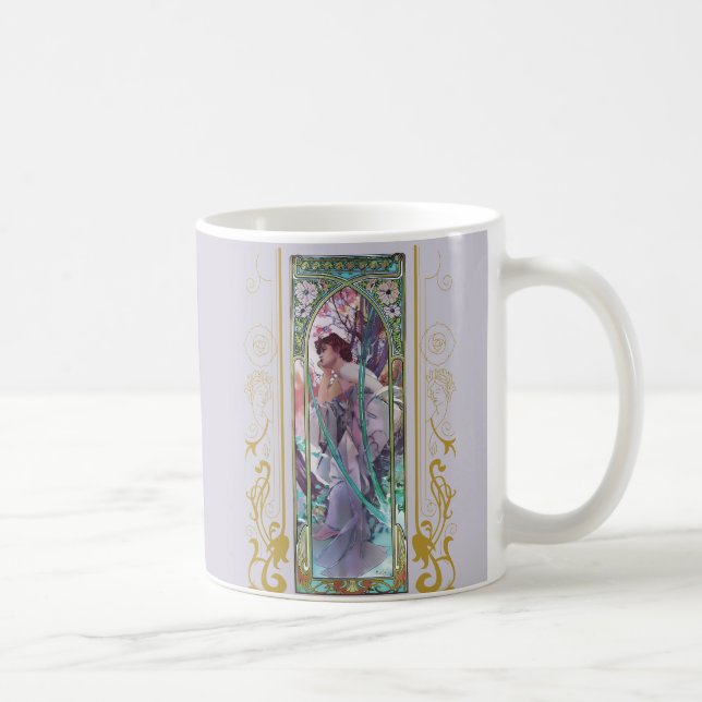 Jugendstil Alphonse Mucha Abend Besichtigung Kaffeetasse (Rechts)