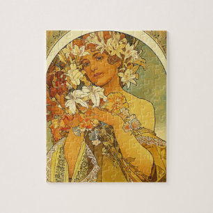 Jugendstil Alphonse Mucha Blumen Puzzle