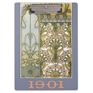 Jugendstil Alphonse Mucha Blumenkunst 1901 Klemmbrett