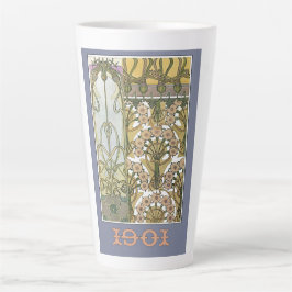 Jugendstil-Alphonse Mucha Blumenkunst 1901 lila Milchtasse