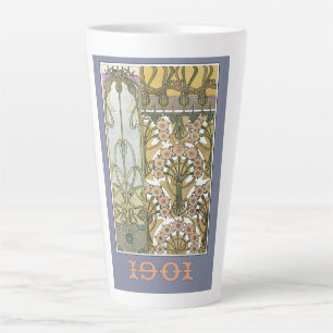 Jugendstil-Alphonse Mucha Blumenkunst 1901 lila Milchtasse