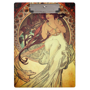Jugendstil Alphonse Mucha elegante Vintage Frau Klemmbrett