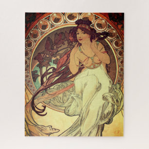 Jugendstil Alphonse Mucha elegante Vintage Frau Puzzle