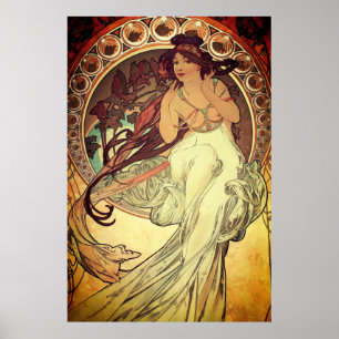 Jugendstil Alphonse Mucha Frau Musik Muse Poster