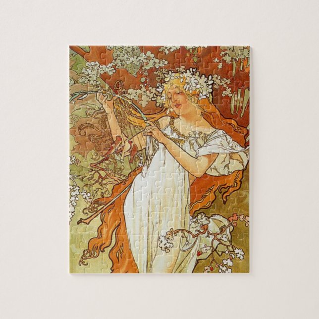 Jugendstil Alphonse Mucha Frühling Puzzle (Vertikal)
