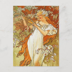 Jugendstil Alphonse Mucha Frühlingspostkarte Postkarte