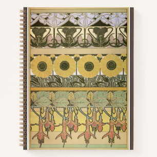 Jugendstil Alphonse Mucha Fuchsie Sonnenblume Flor Notizbuch