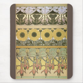 Jugendstil-Alphonse mucha fuschia Mousepad