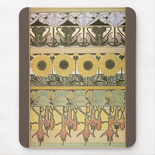 Jugendstil-Alphonse mucha fuschia Mousepad (Vorne)