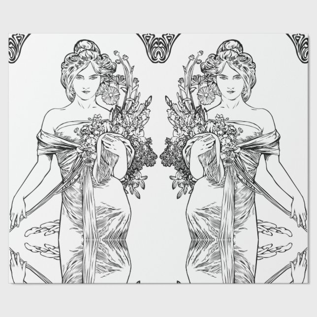 Jugendstil Alphonse Mucha Geschenkpapier (Saum)