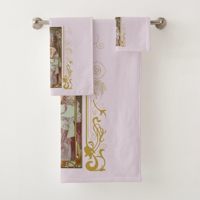Jugendstil Alphonse Mucha Night's Erholung Badhandtuch Set (Insitu)