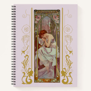 Jugendstil Alphonse Mucha Night's Erholung Notizbuch