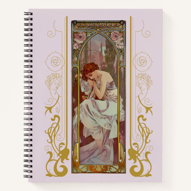 Jugendstil Alphonse Mucha Night's Erholung Notizbuch (Vorderseite)