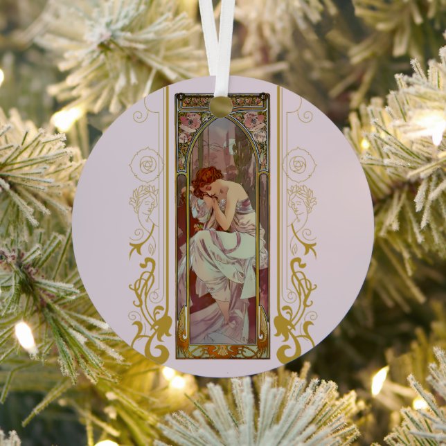 Jugendstil Alphonse Mucha Night's Erholung Ornament Aus Metall (InSitu)