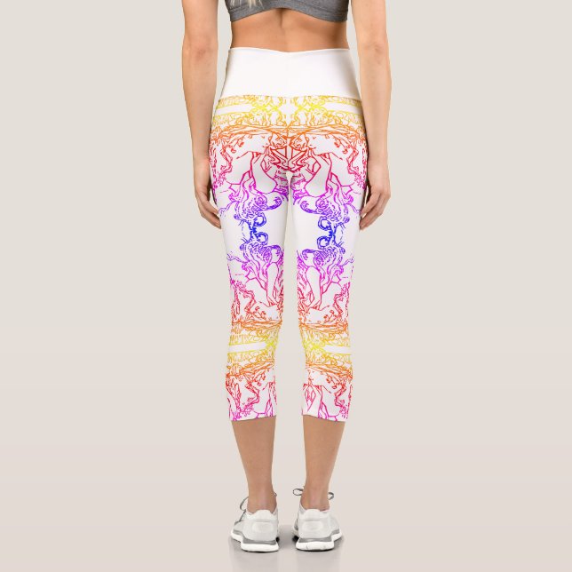 Jugendstil Alphonse Mucha Salon Frau Capri Leggings (Rückseite)