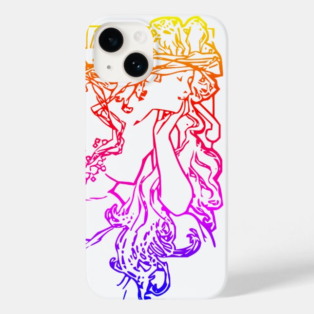 Jugendstil-Alphonse Mucha Salon Frau farbenfroh Case-Mate iPhone Hülle (Rückseite)