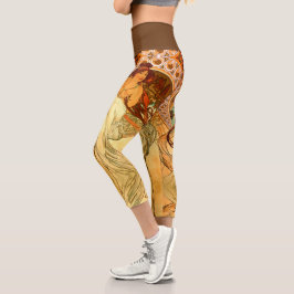 Jugendstil Alphonse Mucha Vintage Jugendstil Capri Leggings