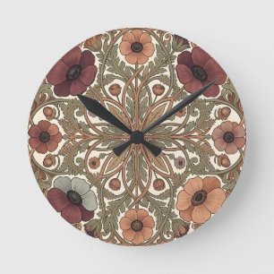 Jugendstil-Anemone Floral Kreis Runde Wanduhr