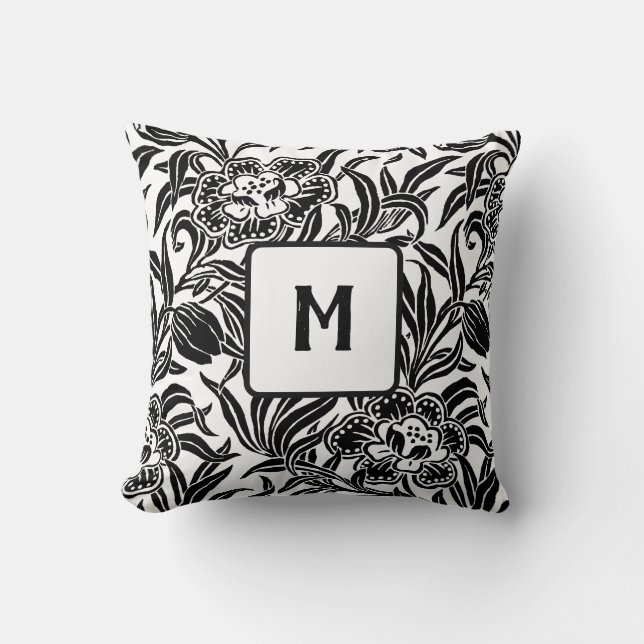 Jugendstil Antikes Botanisches Blumenmuster Kissen (Vorderseite)