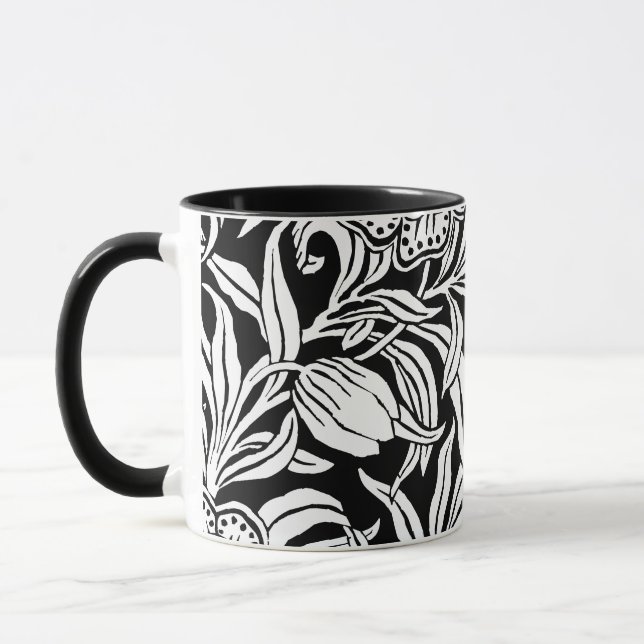 Jugendstil Antikes Botanisches Blumenmuster Tasse (Links)