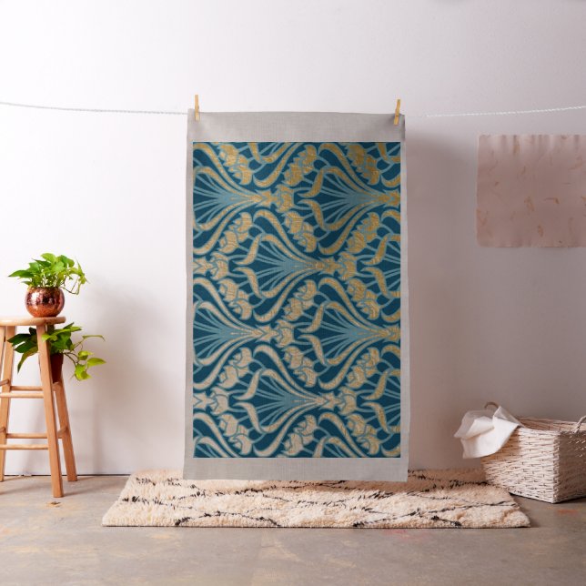 Jugendstil,aquamarin,Damast,Blumenmuster,Chic,V Stoff (Beispiel)