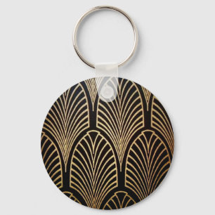 Jugendstil, Art Deco, Fächer-Muster, Bronze, Gold, Schlüsselanhänger