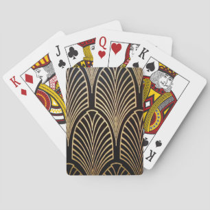 Jugendstil, Art Deco, Fächer-Muster, Bronze, Gold, Spielkarten