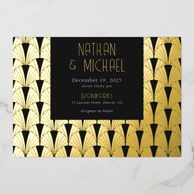 Jugendstil Art Deco Folieneinladung (Vorderseite)