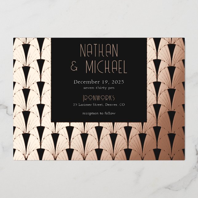 Jugendstil Art Deco Rose Einladung (Vorderseite)