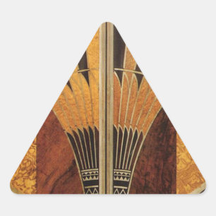 Jugendstil, Art Deco, Vintage, Holztöne, Chic Dreieckiger Aufkleber