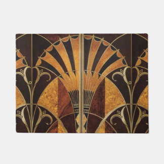 Jugendstil, Art Deco, Vintage, mehrfarbige Holztön Fußmatte