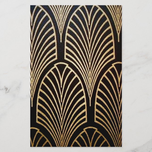 Jugendstil, Art Deko, Fanmuster, Bronze, Gold, bl Briefpapier (Vorderseite)