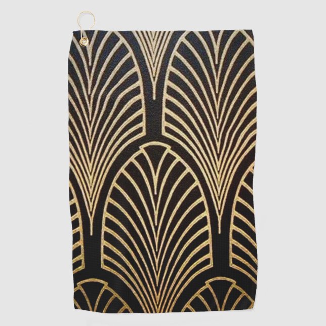 Jugendstil, Art Deko, Fanmuster, Bronze, Gold, bl Golfhandtuch (Vorderseite)